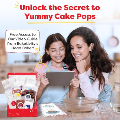 Baketivity DIY Cake Pop Baking Kit for Kids - Premeasured Ingredients, Decorating Supplies