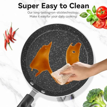 6 Inch Non-Stick Frying Pan with Non-Stick Coating, Egg Pan Omelette with Plastic Handle, Dishwasher Safe, Easy Cleanup, PFOA Free, Oven Safe Cooking Pan
