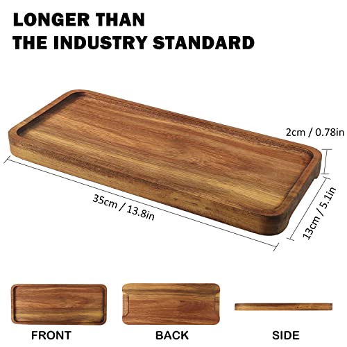 GNIEMCKIN Wooden Serving Platter, 13.8 x 5.1 Inch, Set of 4, Acacia Wood Tray, Perfect for Serving Charcuterie, Desserts, Dips, Sushi, Parties, Family Gatherings, Weddings, and Home Decor