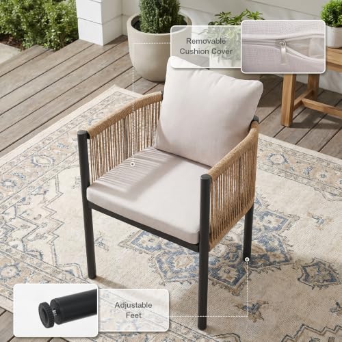 SUNSITT 9 Piece Outdoor Patio Dining Set w/Cushioned Woven Rattan Chairs