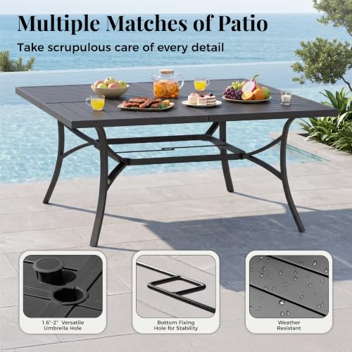 MIXPATIO Patio Dining Set for 8 w/Square Table & High Back Swivel Chairs