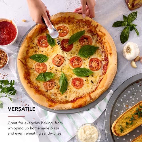 KitchenAid Nonstick Aluminized Steel Pizza Crisper, Dishwasher Safe, Contour Silver, 15.5 Inch