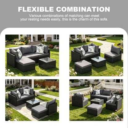 5 Piece Patio Furniture Sets Outdoor, Patio Set Sectional Sofa, Grey