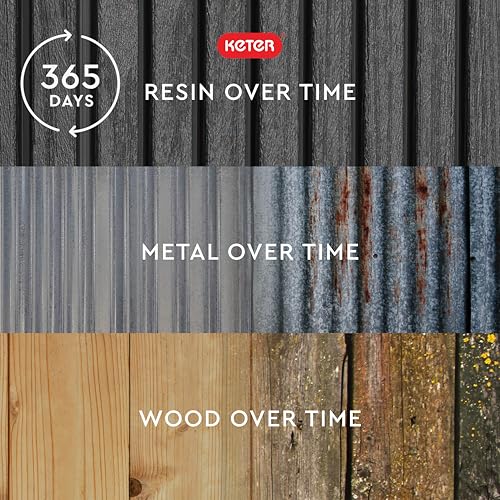 Keter Velo 30 Gallon Outdoor Storage Cabinet, Weather-Resistant Resin Deck Box with Steel Reinforcement, Lockable, Wood-Look Finish, Graphite