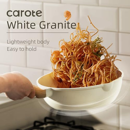 CAROTE Pots and Pans Set Nonstick, Cookware Set Induction Kitchen Cooking Set 26cs w/Frying Pans & Saucepans& Grill Pan