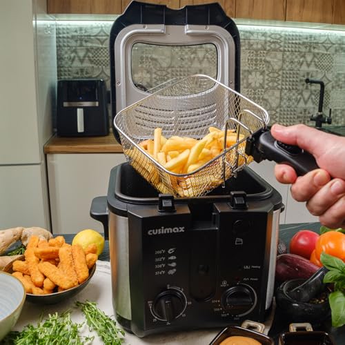 CUSIMAX Electric Deep Fryer with Basket for Home Use 2.5L Capacity