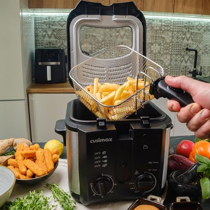 CUSIMAX Electric Deep Fryer with Basket for Home Use 2.5L Capacity