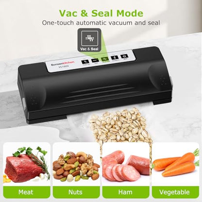 Bonsenkitchen Vacuum Sealer Machine for Food Storage,Black-Silver