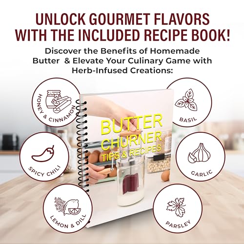 Dazey Butter Churner - Butter Crock, Cheese Cloth, Paddles, Recipe Book INCLUDED- Hand Crank Churn Manual Butter Maker- Create Delicious Homemade Butter With Your Own Dazey Churner