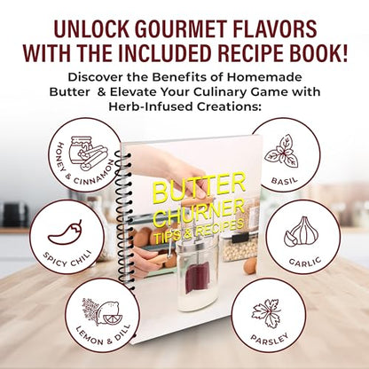 Dazey Butter Churner - Butter Crock, Cheese Cloth, Paddles, Recipe Book INCLUDED- Hand Crank Churn Manual Butter Maker- Create Delicious Homemade Butter With Your Own Dazey Churner