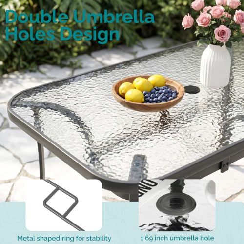 MAMIZO 7 Pieces Patio Dining Set for 6, Glass Table and Textilene Chairs
