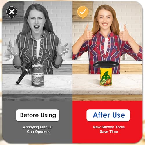 Electric Can Opener, Single-Press Automatic Operation with Can Opener Smooth Edge, Automatic Can Opener Cordless Battery Operated for Seniors, Arthritis Sufferers, and Home Cooks