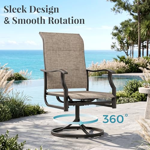 MIXPATIO Patio Dining Set for 8 w/Square Table & High Back Swivel Chairs