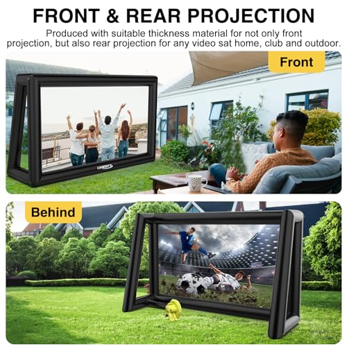Inflatable Projector Screen, 30FT Blow Up Movie Screen Outdoor Projector, Easy Set Up One-Piece Design Front & Rear Projection with Air Blower for Outside Backyard Family Movie Night Pool Party