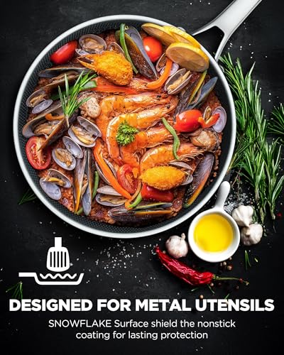 Yonida Non Stick Frying Pans, 12-inch with Lid, Hybrid Fajita Pans Nonstick,non stick Skillets Stainless Steel, Dishwasher & Oven-Safe, Induction Compatible Cooking Pan, PFOA Free Cookware