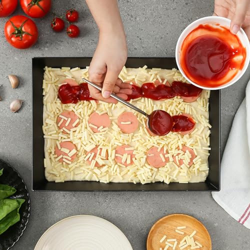 Blue Steel Detroit Pizza Pan 14x10 (Non-Stick&BPA Free) Heat-Resistant Up to 800°F, Pre-Seasoned Carbon Steel Detroit Pizza Pan, Deep Dish Pizza Authentic Steel Pan Five Years Free Replacement