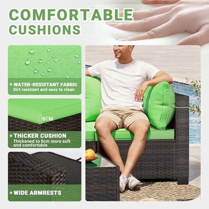 LAFWLL 7 Pieces Outdoor Patio Furniture Sets,Rattan Conversation Sectional Set,Manual Weaving Wicker Patio Sofa with Tea Table