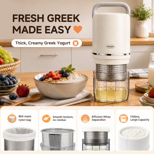 Vinlyto Auto Greek Yogurt Maker for Thick Cheese Yogurt & Homemade Tofu