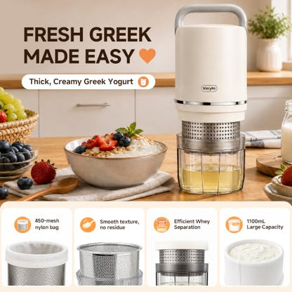 Vinlyto Auto Greek Yogurt Maker for Thick Cheese Yogurt & Homemade Tofu