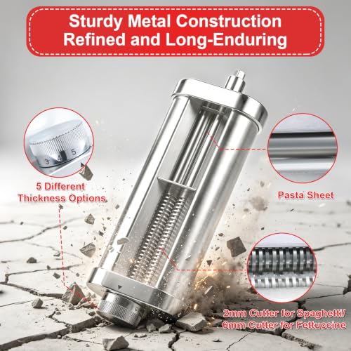 3-in-1 Pasta Maker Attachment for KitchenAid Mixer, Metal Pasta Accessories