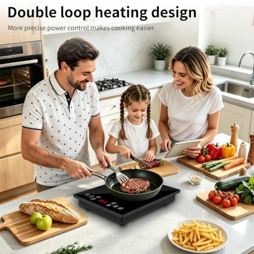 HUIPUSHE Single Induction Cooktop,1800W Portable induction Cooktop，Portable induction hot plate with LCD touch control,9 Levels,10H,Safety Lock, 110V single burner induction Cooktop
