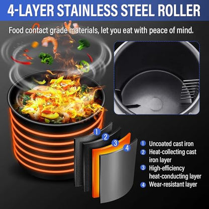 Automatic Stir Fry Machine Countertop LPG Cooker with Water Spray & Drum Design Smart 360° Cooking Machine Capacity 1.5L-9.3L,110V 100W Propane (Countertop)
