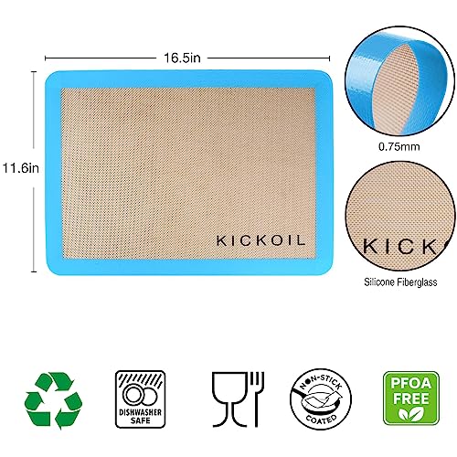 Silicone Baking Mat Large Set 4 Half Sheet-Silicone Bakeware Mat for Oven Reusable Heat Resistant Non Stick Baking Sheet BPA Free Cooking Supplies for Cookie, Bread, Macaron&Pastry,Rectangular