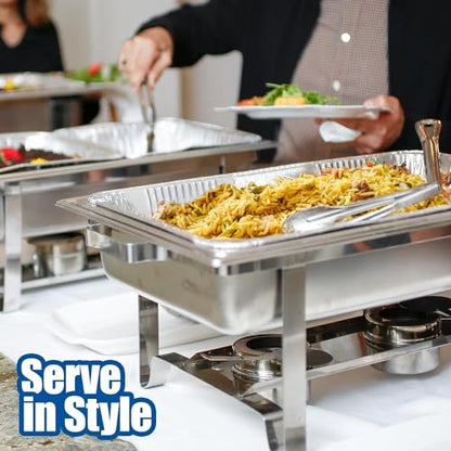 EHOMEA2Z Aluminum Pans With Lids, Large Full Size 21x13x3 Disposable Foil Pans, Heavy Duty Roasting, Baking, Broiling, Catering & Chafing Pans (15, Full-Size w/Lids)