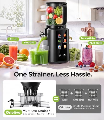ONELIVE Cold Press Juicer Machine, 6.5" Wide Chute, 3L, Easy to Clean