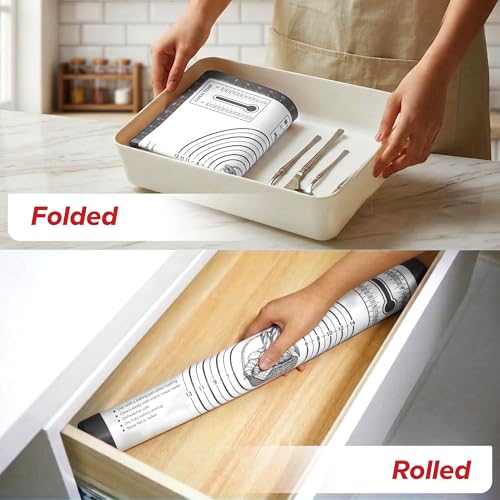 XL Silicone Pastry Mat for Baking Extra Large 28x20 - Non-Stick Non-Slip Rolling Mat for Dough with Measurements - Bread, Pizza, Pie Crust, Cookies, Fondant - Oven Safe, Dishwasher Safe (Grey)