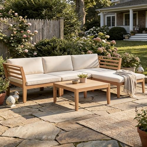 Werph 5-Piece Acacia Wood Patio Sectional Set