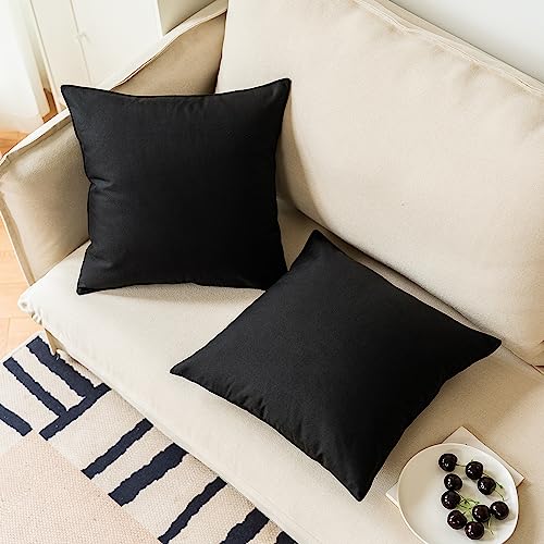 NiNi ALL Waterproof Outdoor Pillow Covers 20x20 Set of 2 Patio Black