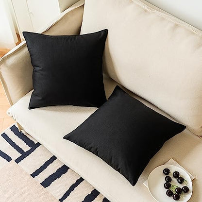 NiNi ALL Waterproof Outdoor Pillow Covers 20x20 Set of 2 Patio Black