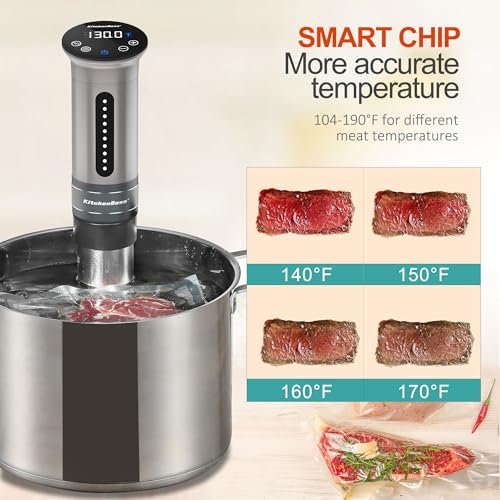 KitchenBoss Sous Vide Cooker Machine | 1100 Watts IPX7 Waterproof Sous-Vide G310/Silver | Suvee Cooker | Accurate Temperature Control Sous Vide Digital Display | Thermal Immersion Circulator