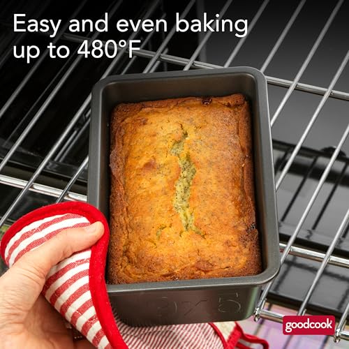 GoodCook PRO Loaf Pan Nonstick Carbon Steel Bakeware with Easy-Clean Non-Stick Coating, Oven & Dishwasher Safe Pan for Breads Pound Cakes Banana Breads & More, 9 x 5-Inch, Gray