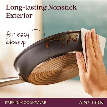 Anolon Accolade Forged Hard Anodized Nonstick Pots & Pans - Induction Cookware Set - 12 Piece - Moonstone Gray