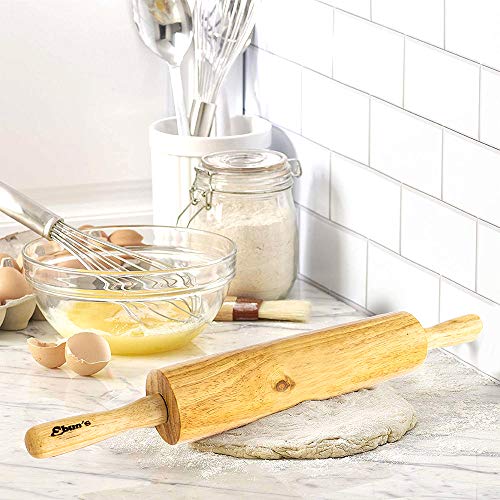 Ebuns Rolling Pin for Baking Pizza Dough, Pie & Cookie - Classic Essential Kitchen utensil tools gift ideas for bakers - Traditional Pins 10" inch Barrel