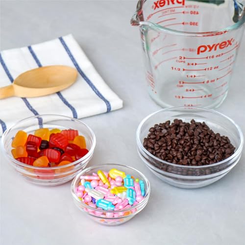Iyulania 3 Sizes of Clear Glass Bowls, 2.5, 3.5 & 8.5 oz, Small Prep Bowls for Salt, Herbs, Spices and Dry Ingredients, Set of 12