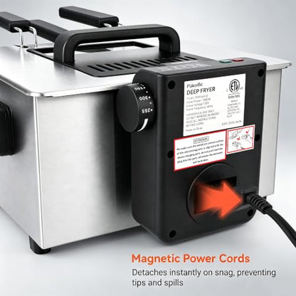 Pukomc Deep Fryer With Basket 4.5L Adjustable Temp,Removable Oil Container
