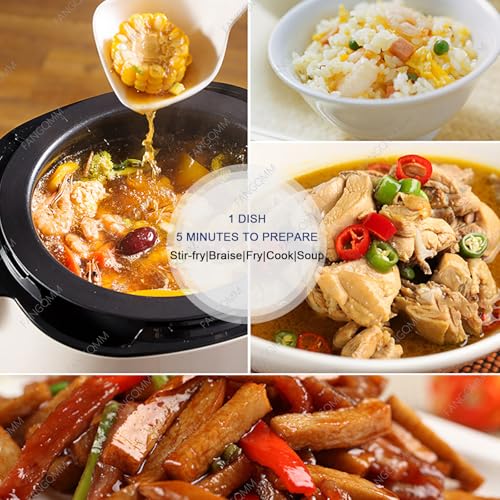 1000W 110V Automatic Cooking Machine - 6L Auto Stir Fry Wok Fried Rice Cooking Machine Electric Induction with Smart Touch 360° Rotating 3D All-round Heating for Stir Frying, Stewing, Cooking