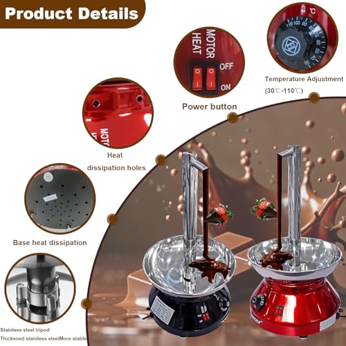 Chocolate Fountain Machine, Faucet Model Chocolate Waterfall Machine, Stainless Steel Chocolates Fountain Warmer with Chocolates Melting Function for Party, Wedding, Birthday (Black)
