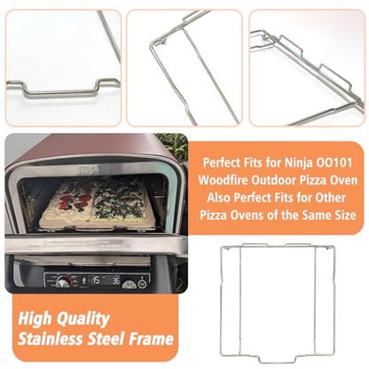 12 inch Pizza Stone with Rack for Oven and Grill Baking, Baking Stone Set for Ninja OO101 8 In 1 Outdoor Pizza Oven, Fits Ninja Woodfire OO100 Series Outdoor Oven, for Ninja Pizza Oven Accessories