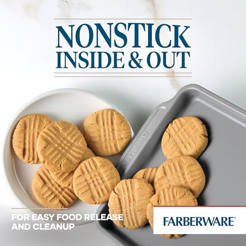 Farberware Bakeware Nonstick Baking Pans with Baking Sheets, Cake Pans, Meatloaf/Bread Pan, and Muffin Pan, 7 Piece Bakeware Set - Gray