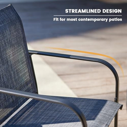 VICLLAX 5 Pieces Patio Dining Set, Patio Furniture Set of 4 Patio Stackable Chairs and Outdoor Metal Square Table with Umbrella Hole for Backyard Lawn Garden, Dark Grey Chairs and Dark Grey Table
