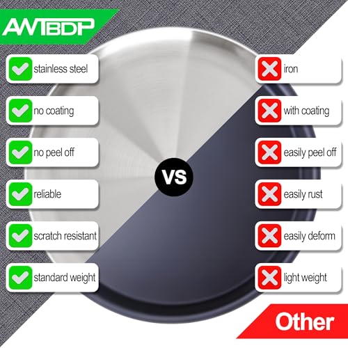 AWTBDP 12 Inch Pizza Pan for Oven Set of 2, Non-Stick Stainless Steel Pizza Pans, Sturdy Non-Toxic Round Pizza Tray for Cookie Pizza Pie Cake, Dishwasher Safe & Easy Clean