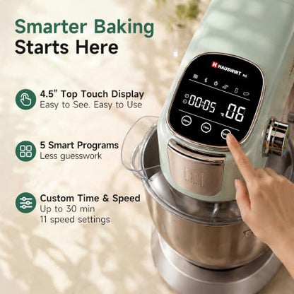 Hauswirt 5.3QT Stand Mixer, LED Touch Screen, Quiet Operation, 11-Speed