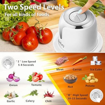 Food Processor Cordless, 6000mAh Wireless Garlic Chopper, 5-Cup Glass Bowl