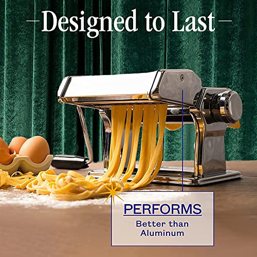 Nuvantee Pasta Maker with Adjustable Thickness Settings - 3 in 1 Noodle Maker with Rollers & 2 Width Cutters for Fresh Spaghetti, Fettuccini, Lasagna, Dumplings & More