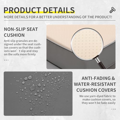 Lviden Wicker Patio Couch Outdoor 3-seat Sofa with All-Weather Rattan Deep Seater Outdoor Couch with Anti-Slip Cushions and Furniture Cover, Light Grey