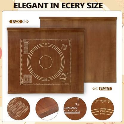 24" x 20" Wooden Pastry Board with Lip - Large Dough Board for Kneading, Rolling, & Baking, Wood Bread Board for Countertop, Cutting Board, Perfect Pastry Baking Board for Kitchen